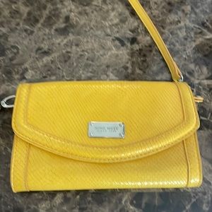 Nine West Mustard Yellow clutch with strap